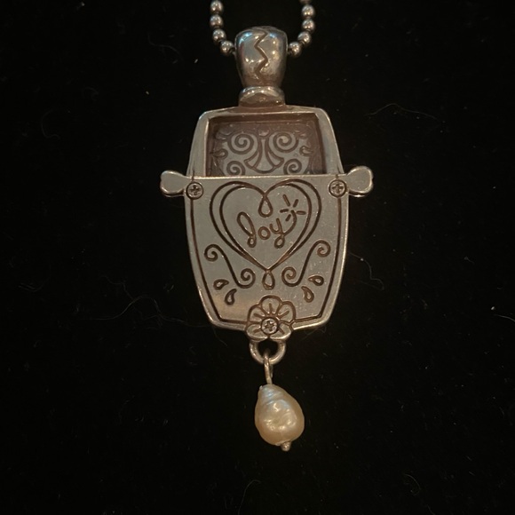 Brighton, vintage JOY HEART locket set on a beaded sterling silver chain. 34” - Picture 2 of 4